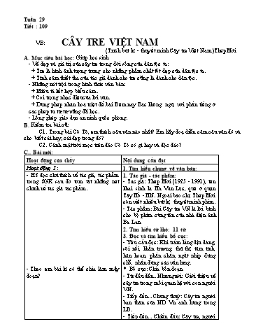 Giáo án Ngữ Văn Lớp 6 - Tuần 29, Tiết 109: Văn bản Cây tre Việt Nam