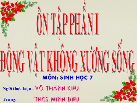 Bài giảng Sinh học Lớp 7 - Tiết 34: Ôn tập phần I động vật không xương sống - Võ Thanh Kiều