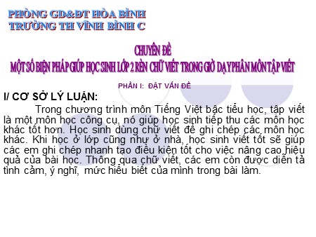 Chuyên đề Một số biện pháp giúp học sinh Lớp 2 rèn chữ viết trong giờ dạy phân môn Tập viết