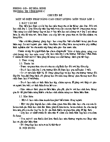 Chuyên đề Một số biện pháp nâng cao chất lượng môn Toán lớp 1