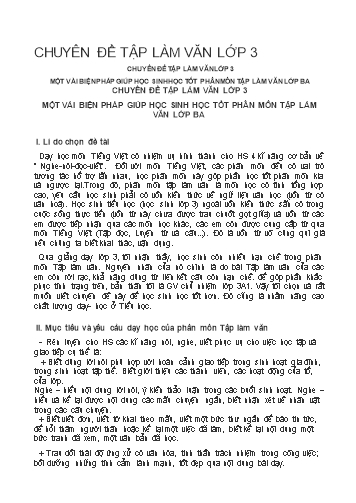 Chuyên đề Một vài biện pháp giúp học sinh học tốt phân môn Tập làm văn Lớp 3