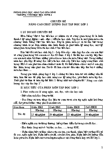 Chuyên đề Nâng cao chất lượng dạy Tập đọc Lớp 1