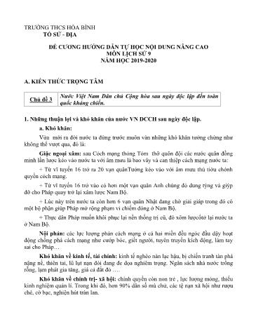 Đề cương ôn tập môn Lịch sử Lớp 9 - Chủ đề 3 đến 6 - Năm học 2019-2020 - Trần Thị Phương Thanh