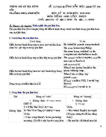 Đề cương ôn tập môn Tiếng Anh Lớp 7 - Học kì II - Unit 9: Festivals around the world - Năm học 2019-2020 - Phạm Thị Ngọc Hạnh