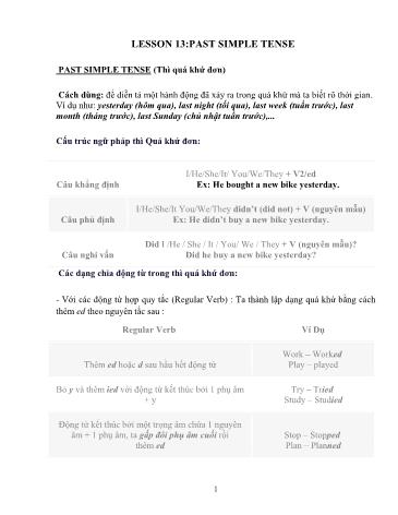 Đề cương ôn tập môn Tiếng Anh Lớp 7 - Lesson 13 đến 24