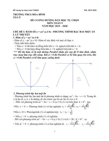Đề cương ôn tập môn Toán Lớp 9 - Học kì II - Năm học 2019-2020 - Trường THCS Hòa Bình