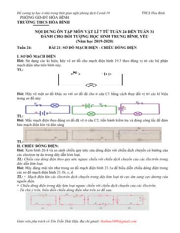 Đề cương ôn tập môn Vật lý Lớp 7 (Dành cho học sinh TB, Yếu) - Bài 21 đến 26 - Năm học 2019-2020 - Tôn Trần Thái Hậu