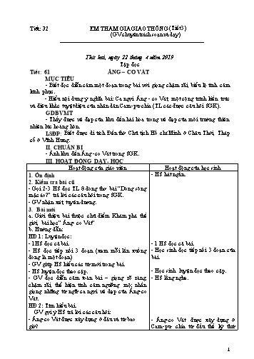 Giáo án điện tử Lớp 4 - Tuần 31 - Năm học 2018-2019 Giáo án điện tử Lớp 4 - Tuần 31 - Năm học 2018-2019