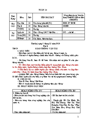 Giáo án Khối 5 - Tuần 14 (Tiếp theo) - Năm học 2018-2019