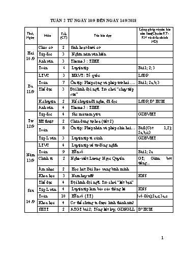 Giáo án Khối 5 - Tuần 2 - Năm học 2018-2019