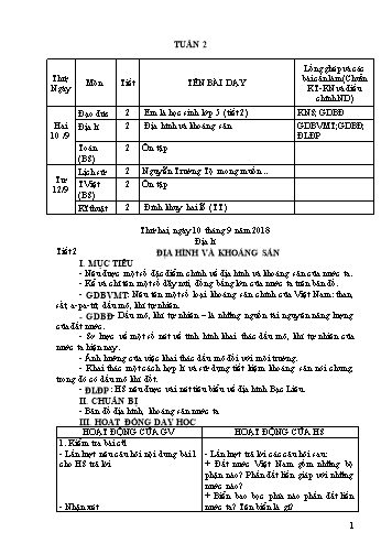 Giáo án Khối 5 - Tuần 2 (Tiếp theo) - Năm học 2018-2019