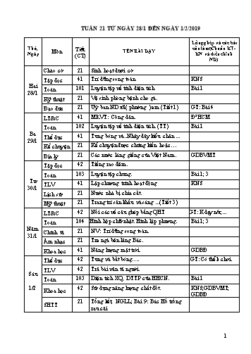 Giáo án Khối 5 - Tuần 21 - Năm học 2018-2019