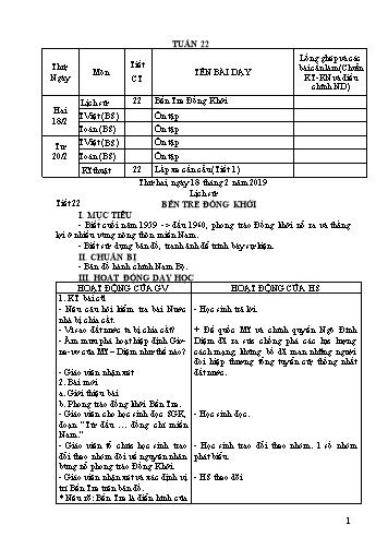 Giáo án Khối 5 - Tuần 22 (Tiếp theo) - Năm học 2018-2019