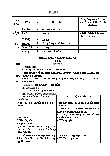 Giáo án Khối 5 - Tuần 7 (Tiếp theo) - Năm học 2018-2019