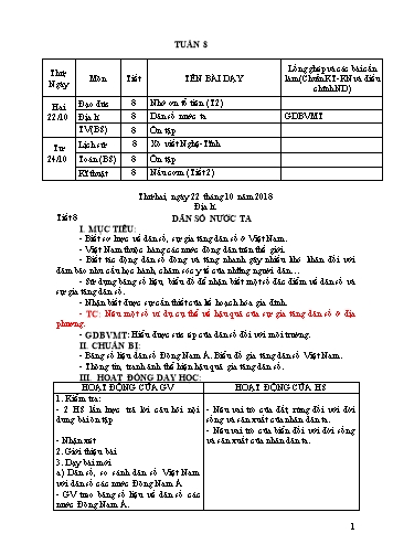 Giáo án Khối 5 - Tuần 8 (Tiếp theo) - Năm học 2018-2019