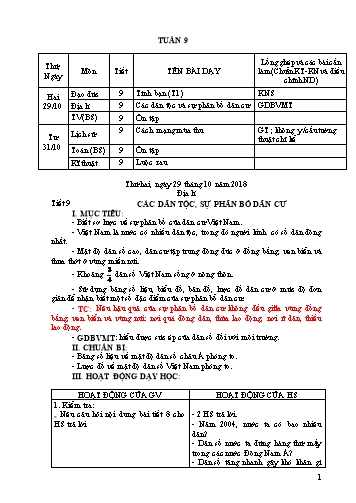 Giáo án Khối 5 - Tuần 9 (Tiếp theo) - Năm học 2018-2019