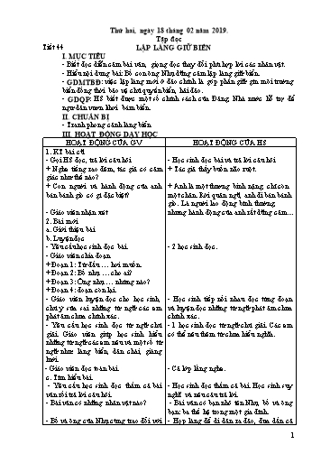 Giáo án Lớp 5 - Học kì II - Tuần 22 (Tiếp theo) - Năm học 2018-2019 - Văn Thanh Giảng