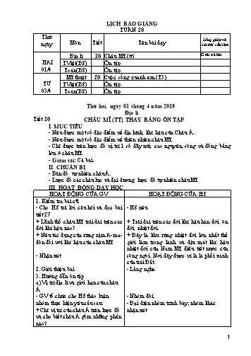 Giáo án Lớp 5 - Học kì II - Tuần 28 (Tiếp theo) - Năm học 2018-2019 - Văn Thanh Giảng