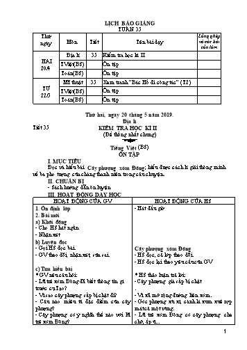 Giáo án Lớp 5 - Học kì II - Tuần 35 - Năm học 2018-2019 - Văn Thanh Giảng