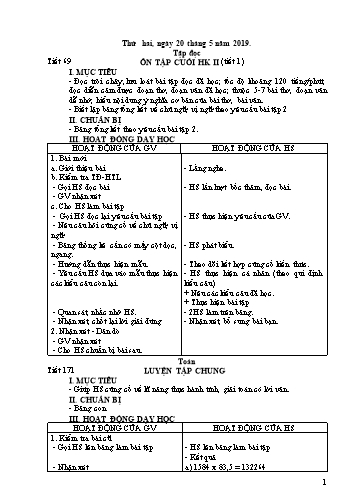 Giáo án Lớp 5 - Học kì II - Tuần 35 (Tiếp theo) - Năm học 2018-2019 - Văn Thanh Giảng