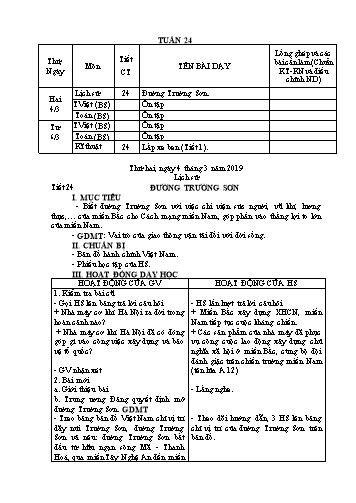 Giáo án Lớp 5 - Tuần 24 (Tiếp theo) - Năm học 2018-2019