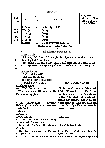 Giáo án Lớp 5 - Tuần 27 (Tiếp theo) - Năm học 2018-2019 Giáo án Lớp 5 - Tuần 27 (Tiếp theo) - Năm học 2018-2019