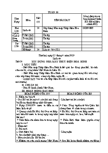 Giáo án Lớp 5 - Tuần 30 (Tiếp theo) - Năm học 2018-2019