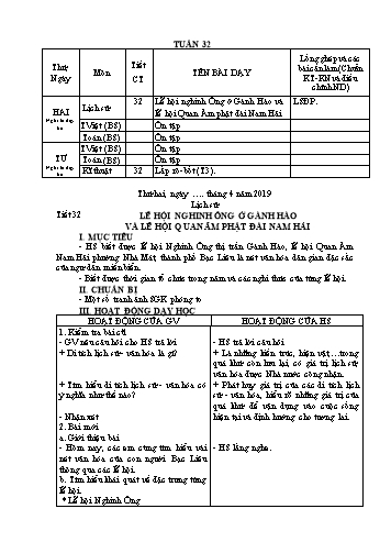 Giáo án Lớp 5 - Tuần 32 (Tiếp theo) - Năm học 2018-2019 Giáo án Lớp 5 - Tuần 32 (Tiếp theo) - Năm học 2018-2019