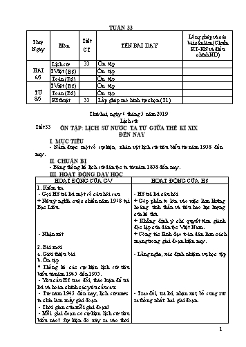 Giáo án Lớp 5 - Tuần 33 (Tiếp theo) - Năm học 2018-2019