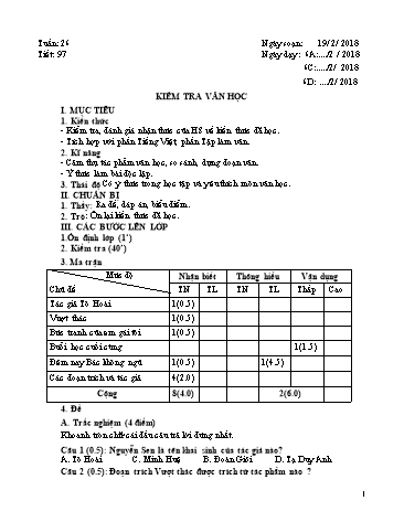 Giáo án Ngữ Văn Lớp 6 - Học kì II - Tiết 97 đến 100 - Năm học 2017-2018 - Trường THCS Minh Diệu