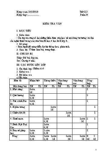 Giáo án Ngữ Văn Lớp 8 - Học kì II - Tiết 113 đến 116 - Năm học 2017-2018 - Trường THCS Minh Diệu
