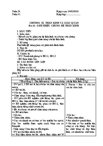 Giáo án Sinh học 8 - Học kì II - Bài 43 đến 48 - Năm học 2017-2018 - Trường THCS Minh Diệu