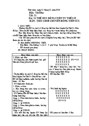 Giáo án Thể dục Tiểu học - Tuần 11 - Năm học 2018-2019 - Lư Hữu Thiêm
