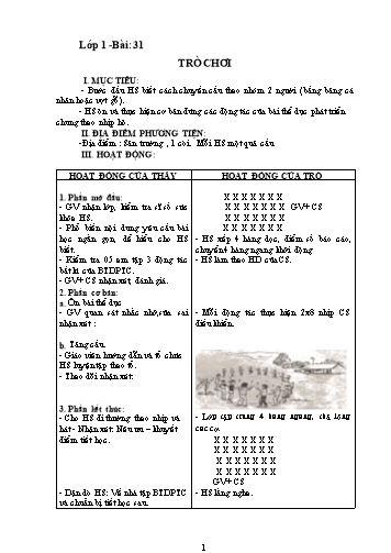 Giáo án Thể dục Tiểu học - Tuần 31 - Năm học 2018-2019 - Lư Hữu Thiêm