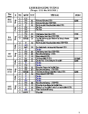 Giáo án Tổng hợp 3 - Tuần 11 - Năm học 2018-2019 - Trần Văn Minh