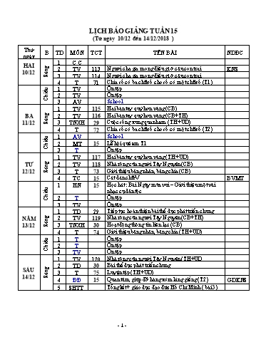 Giáo án Tổng hợp 3 - Tuần 15 - Năm học 2018-2019 - Trần Văn Minh