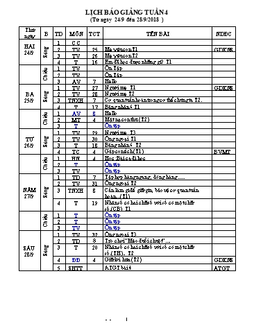 Giáo án Tổng hợp 3 - Tuần 4 - Năm học 2018-2019 - Trần Văn Minh