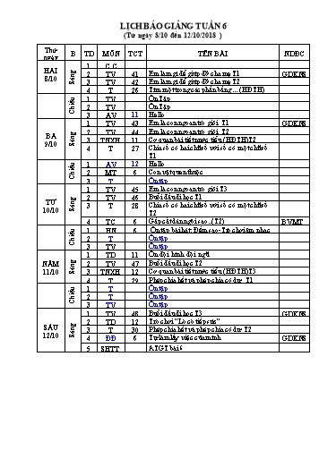 Giáo án Tổng hợp 3 - Tuần 6 - Năm học 2018-2019 - Trần Văn Minh