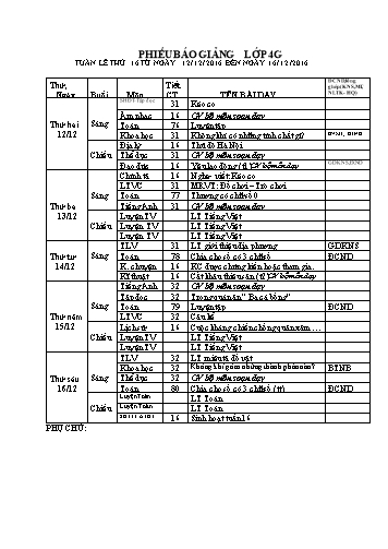 Giáo án Tổng hợp Lớp 4 - Tuần 16 - Năm học 2016-2017