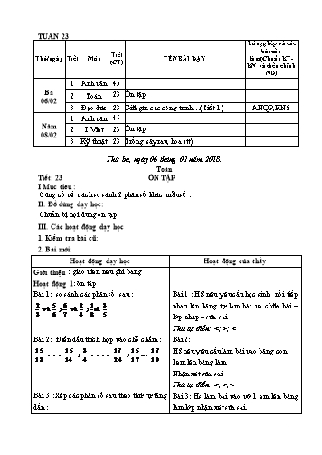 Giáo án Tổng hợp Lớp 4 - Tuần 23 - Học kì II - Năm học 2017-2018 - Văn Thanh Giảng