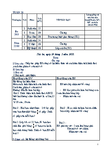 Giáo án Tổng hợp Lớp 4 - Tuần 28 - Học kì II - Năm học 2017-2018 - Văn Thanh Giảng