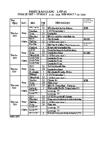 Giáo án Tổng hợp Lớp 4 - Tuần 6 - Năm học 2016-2017