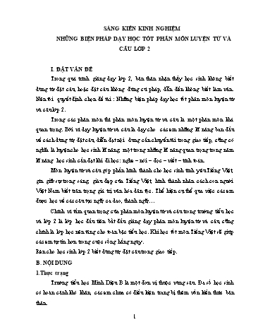 Sáng kiến kinh nghiệm Những biện pháp dạy học tốt phân môn Luyện từ và câu Lớp 2