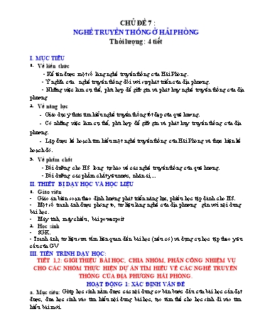 Bài giảng Giáo dục địa phương 6 - Chủ đề 7: Nghề truyền thống ở Hải Phòng