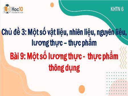 Bài giảng KHTN 6 - Chủ đề 3, Bài 9: Một số lương thực - Thực phẩm thông dụng