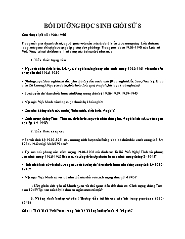 Chuyên đề bồi dưỡng HSG môn Lịch sử 8 - Chuyên đề: Lịch sử Việt Nam giai đoạn 1930- 1945