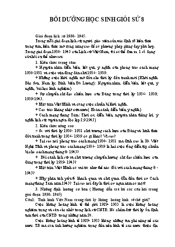 Chuyên đề bồi dưỡng HSG môn Lịch sử 8 - Lịch sử Việt Nam giai đoạn 1930-1945