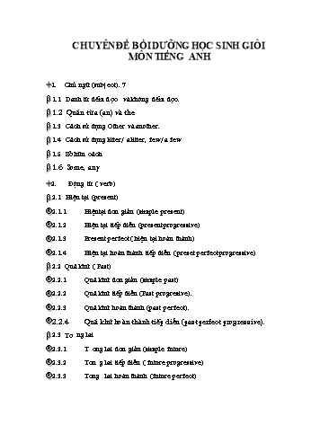 Chuyên đề bồi dưỡng HSG môn Tiếng Anh 7