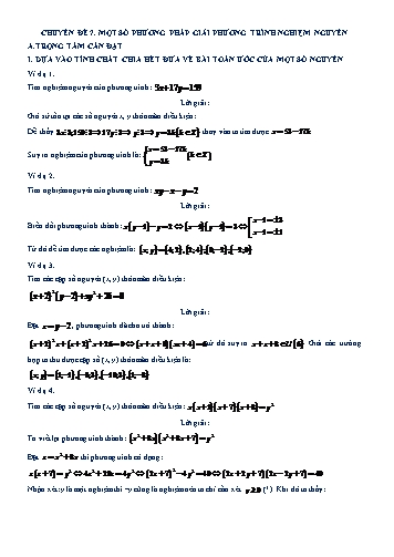 Chuyên đề bồi dưỡng HSG môn Toán 9 - Chuyên đề 7: Một số phương pháp giải phương trình nghiệm nguyên