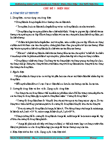 Chuyên đề bồi dưỡng HSG môn Vật Lí 9 - Chủ đề 5: Điện học